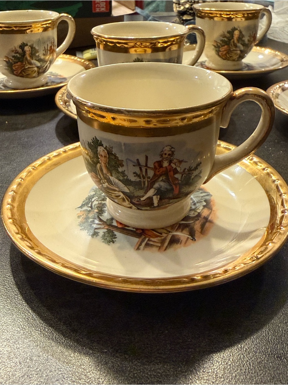 Vintage Homer Laughlin Eggshell Georgian Courting Couple Teacups & saucer